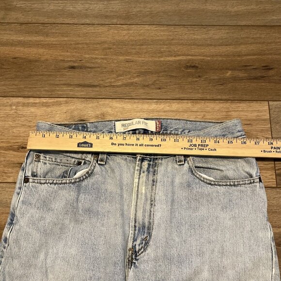 Men's Levis 505 Regular Fit Denim Jeans SZ 34x30 Blue Cotton Distressed 2000s - Picture 10 of 11